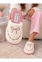 Women's Plush House Slippers Ribbon Embroidery Closed Toe House Slippers Non-Slip Sole Winter Women's House Dowry Slippers Stc1359 - 5