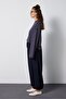 Women's Navy Blue Elastic Waist Denim Shalwar Trousers 32031 - 3