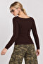 Boat Neck Basic Knitwear Sweater Lki̇0063 Brown - 6