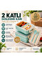 2-Tier Compartmented Lunch Box / Nutrition Container (900ml) - with Spoon and Fork Set, Leak-Proof and Bpa-Free