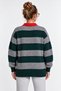 Striped Embroidered Oversize Knitwear Sweater Lki̇0060 Green Gray - 7