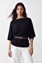 Kayık Yaka Blouse with Belted Waist