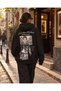 Charlie Chaplin Embroidered Black Super Oversize Unisex Hooded Hoodie Sweatshirt - 4