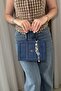 Women's Navy Blue Suede Bag - Adjustable Long Strap Hand and Shoulder Bag - with Charm Gift - 2