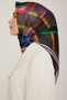 Nostalgia Series Twill Silk Scarf 8843D-07 Geometric Pattern Black-Multicolor - 3