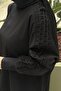 Square Patterned Mercerized Combination Tunic with Sleeves - 4