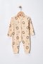 Set of 3 Nude Tone Patterned 100% Cotton Ribbed Baby Rompers - 5