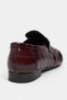 Marbella Burgundy Waterway Crocodile Leather Saddler Drawstring Band Detail Flat Sole Women's Loafer - 8