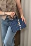 Women's Navy Blue Suede Bag - Adjustable Long Strap Hand and Shoulder Bag - with Charm Gift - 3