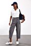 Gray Double-Breasted Pleated Fabric Trousers 19126 - 3