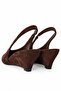 Brown Low Wedge Heel Open Back Shoes 26209 - 4