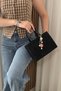 Women's Brown Suede Bag - Adjustable Long Strap Hand and Shoulder Bag - with Charm Gift - 3