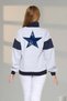 Women's Gray Navy Blue Front and Back Star Printed Stand Collar Half Zipper Sports Model Daily Use Sweatshirt