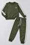 Boy's Khaki 2 Thread Tracksuit Set with Crew Neck, Stripe Detail and Embroidered Bottom and Top Set - 6