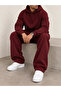 Men's Unprinted Oversize 3 Thread Sweatshirt and Baggy Sweatpants Set - 2