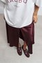 Lavio Burgundy Waterway Crocodile Leather Buckle Saddler Drawstring Detail Women's Loafer