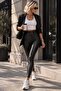 Women's Clothing Leather-Look Black Color Shiny Leggings - 4