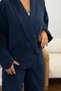 Navy Blue Shawl Collar Top and Bottom Set - 6