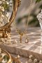 Steel Necklace with Colorful Drop Stones and Hummingbird Figure (Gold Color)