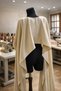 Beige Satin Bridal Cape 150 cm |   Beige Satin Evening Dress Cape |   Long Bridal Cape |   Elegant Wedding Cape 35(Front)X40(Back)X150(Side)Cm - 3