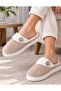 Women's Comfortable Lightweight Button Detailed High Eva Sole Plush House Slippers New Season (Narrow Fit) - 2