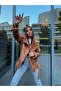 Women's Belt Detailed Leather Suede Coat brown - 3