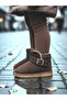 Children's Baby Girl Brown Cinnamon Ultra Mini Suede Boots with Fur Inside Winter Sole Boots - 2