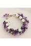 Moonstone, Amethyst, Spider Agate Natural Stone Hematite Steel Clasp Handmade Bracelet