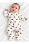 Newborn Baby Cotton Ribbed 2-Piece Set with Patterned Snap Fastener Top and Booties Bottom 0-3 Months