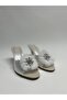 Feathered Buckle-Strap Heel Bridal Slippers