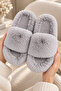 3-Piece Set of Bitter Brown - Cream - Gray Extra Soft Furry 3 cm Sole Plush House Slippers Bynd01 - 6