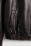 Dark Brown Stand Collar Bomber Leather Jacket - 4