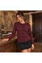 Women's Chinese Button Premium Knitwear Jacket Striped Design Crew Neck 8776 - 5