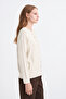 Button Detailed Ribbed Knitwear Ecru Cardigan 0042 - 3