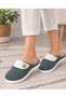 Women's Comfortable Lightweight Button Detailed High Eva Sole Plush House Slippers New Season (Narrow Fit) - 3
