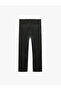 Comfortable Fit, Elastic Waist, Lace-Up, Pocketed, Wide Leg Fabric Trousers - 2