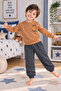 Boy's Brown Printed 2-Piece Tracksuit Set Anthracite - 2
