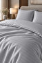 Premium Striped Cotton Satin Double Duvet Cover Set |   Pillowcase and Sheet Included |   Light Gray - 4