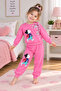 Girl's pink printed 2-piece tracksuit set
