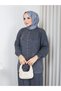 Stoned Buttoned Long Cardigan Balloon Sleeve Knitwear Skirt Set - 2