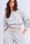 Gray 3-Thread Crop Sweatshirt with Embroidered Belt - 2