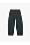 Comfortable Cut Cotton Baggy Denim Trousers with Pockets - 2