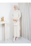 Cold Yarn Stone Detailed Shirt Collar and Ruffled Sleeves Knitwear Dress