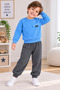 Boy's Light Blue Sweatshirt Anthracite Sweatpants 2-Piece Set - 2