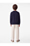 Long Sleeve Three Thread Ribbed Buttoned Henley Collar Sweatshirt - 4