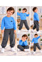 Boy's Light Blue Sweatshirt Anthracite Sweatpants 2-Piece Set - 3