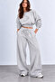 Gray 3-Thread Crop Sweatshirt with Embroidered Belt - 3