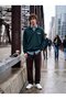 Regular Fit V-Neck Letter Printed Green Sweatshirt - 2