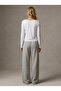 Regular Fit Flamlı Basic White Sweatshirt - 3
