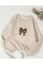 Women's Winter Bow Leopard Print Crew Neck Sweatshirt